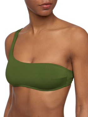 Celestine military green one-shoulder bralette top