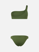 Woman military green one shoulder bralette bikini Celestine Maia