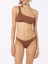 Woman brown one shoulder bralette bikini Celestine Naomi