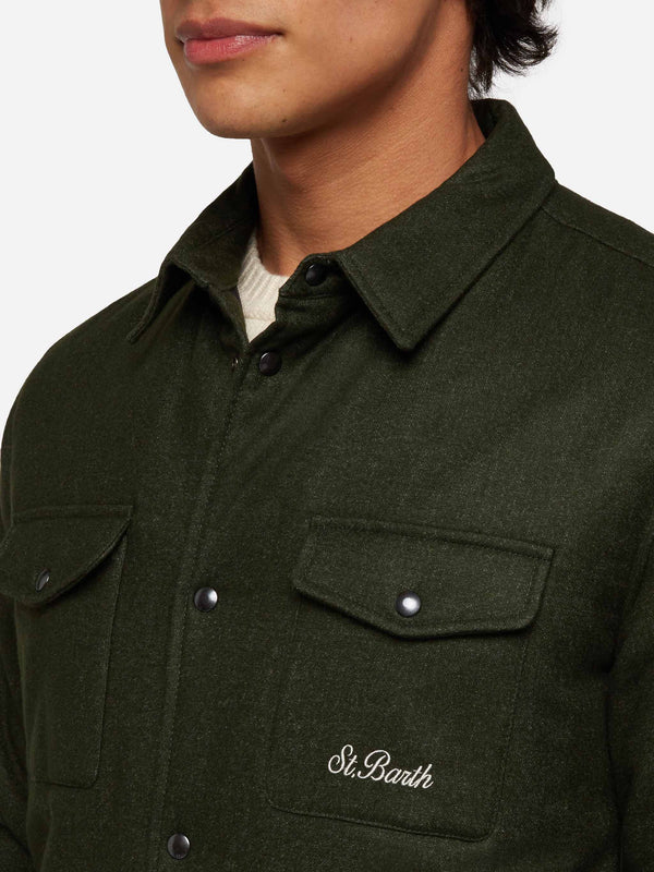 Wooly green overshirt Chalet with St. Barth embroidery