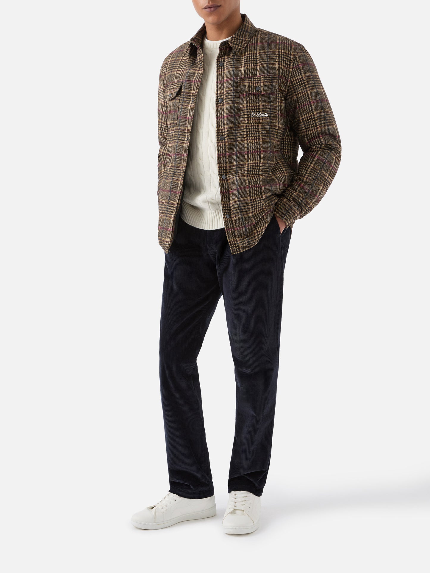 Overshirt Chalet aus technischem Stoff mit Prince of Wales-Print