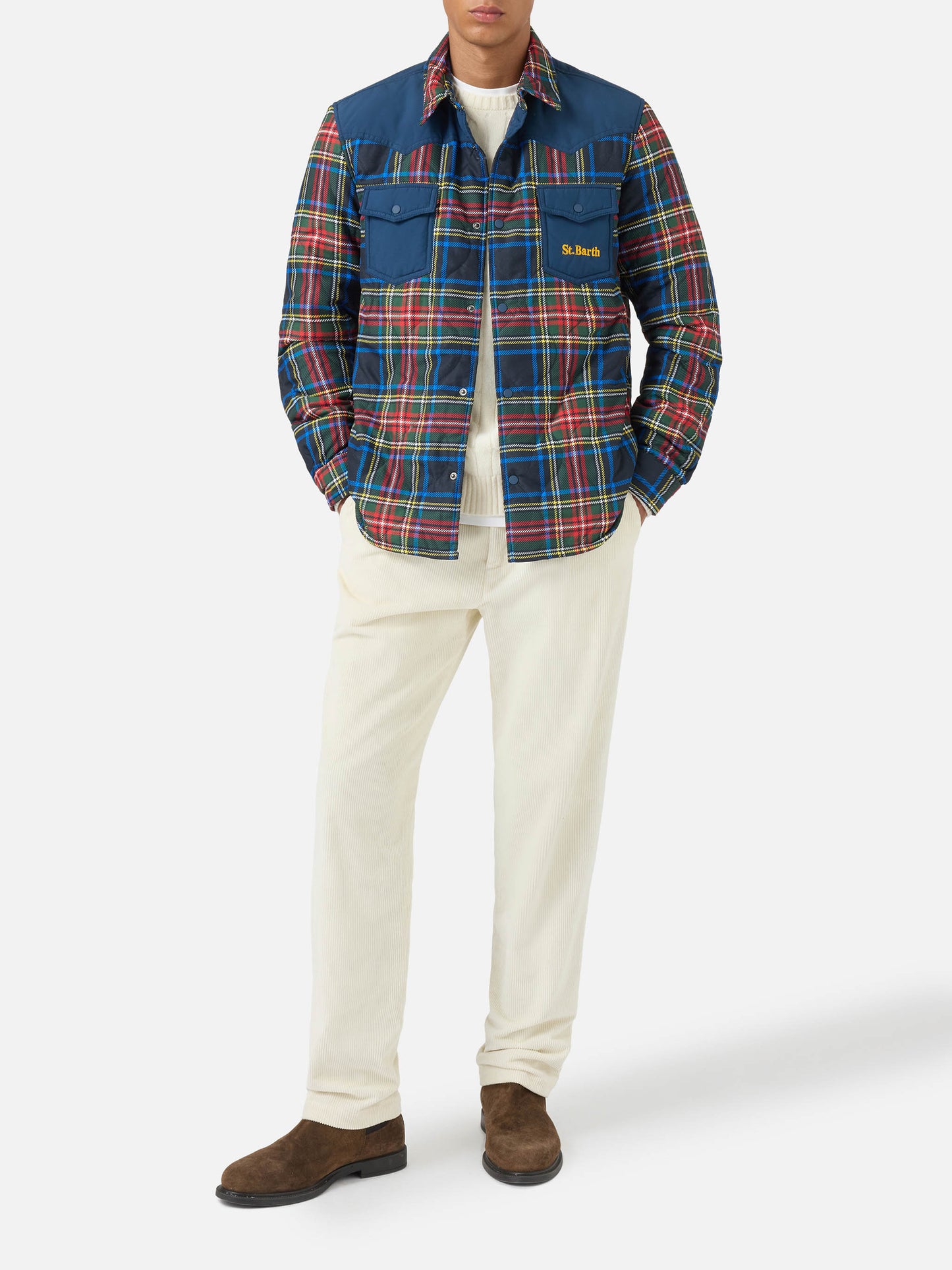Gepolstertes Overshirt im Chalet-Tartan 