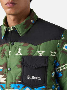 Sovracamicia imbottitaChalet con stampa etnica e tasche a toppa