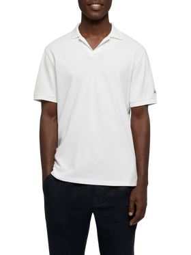 Polo Charles in piquet di cotone bianco senza bottoni