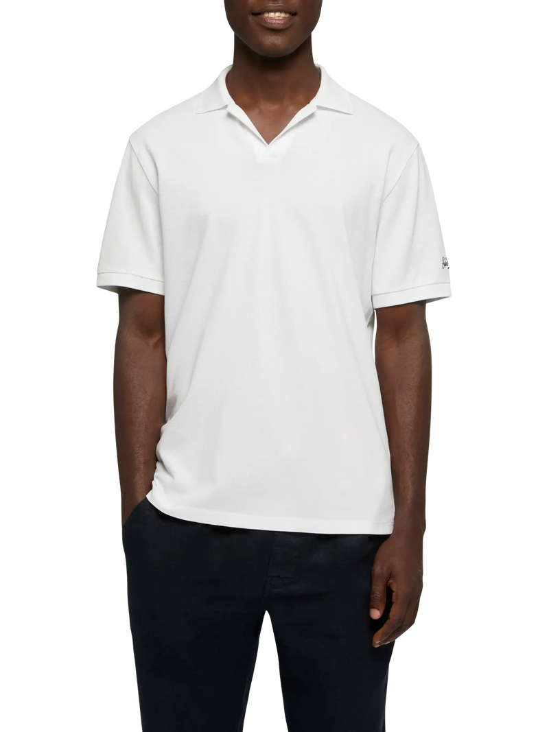 White cotton piquet buttonless polo shirt Charles – MC2