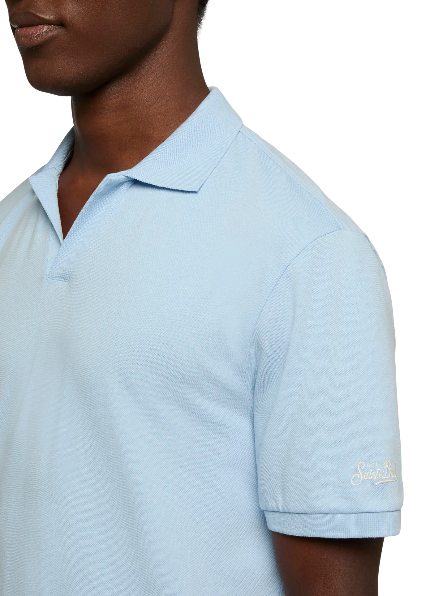 Hellblaues Baumwoll-Piqué-Poloshirt Charles
