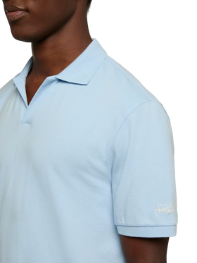 Hellblaues Baumwoll-Piqué-Poloshirt Charles