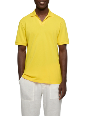 Polo Charles in piquet di cotone giallo senza bottoni