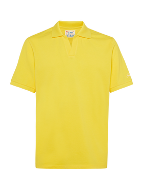 Polo Charles in piquet di cotone giallo senza bottoni