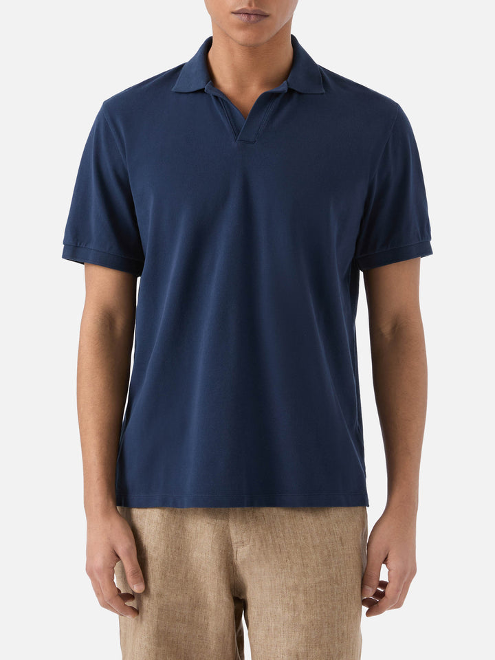 Polo Charles in piquet di cotone blu navy