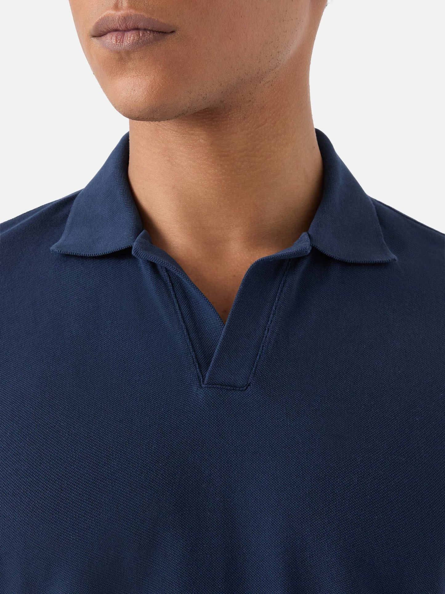 Navy blue Charles polo in solid color cotton piquet