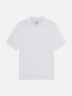 Charles polo in white cotton piquet
