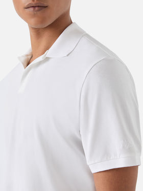 Charles polo in white cotton piquet