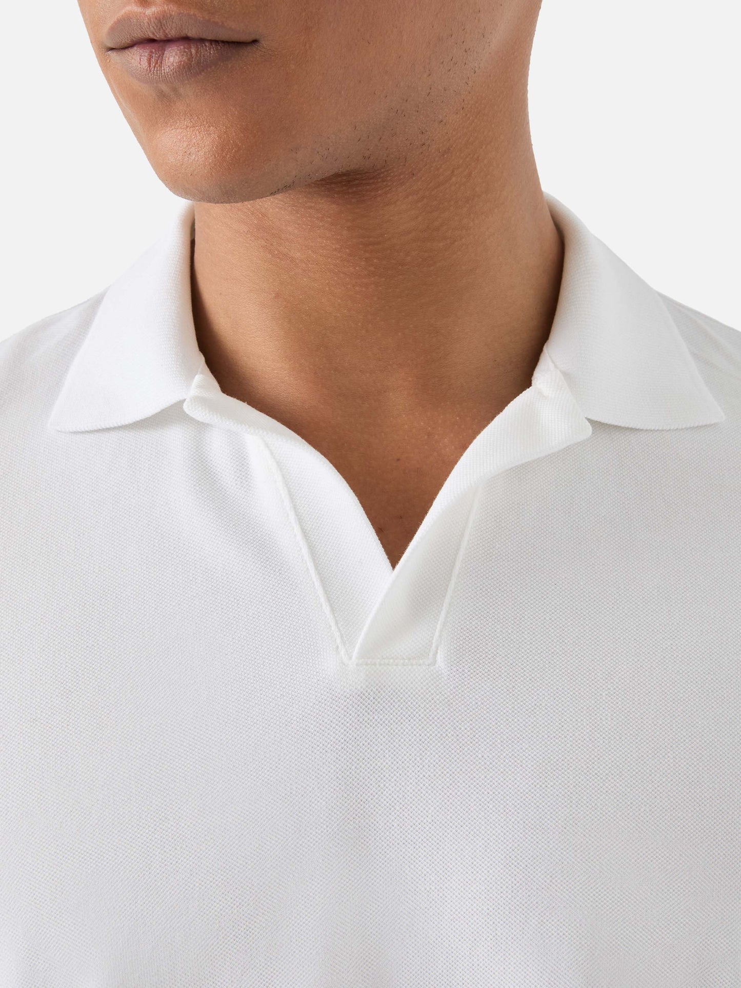 Charles polo in white cotton piquet