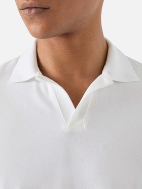 Charles polo in white cotton piquet