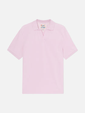 Charles polo in pink cotton piquet