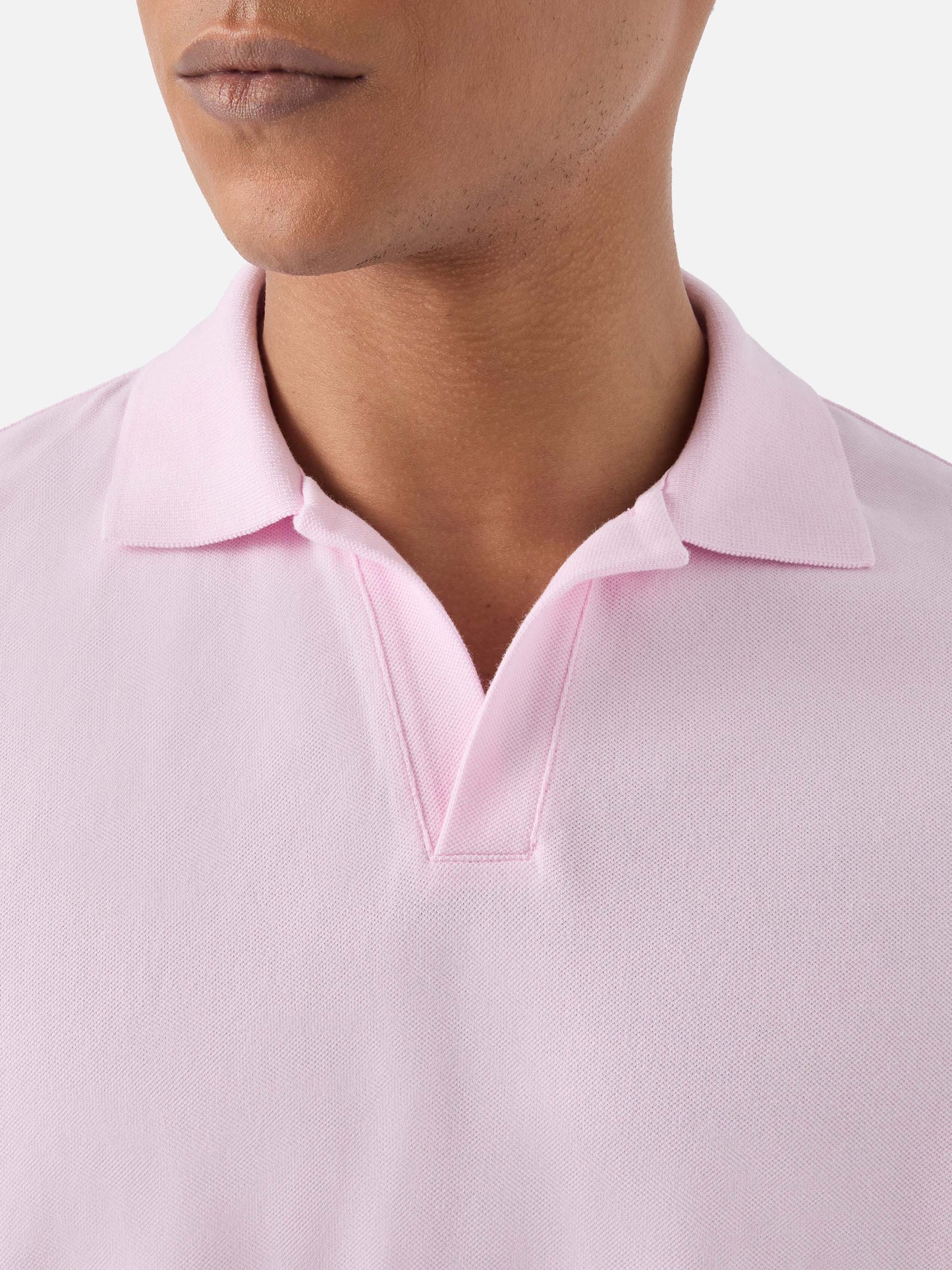 Charles polo in pink cotton piquet
