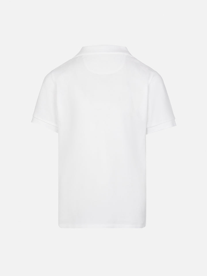 Polo Charles Jr in piqué di cotone bianco
