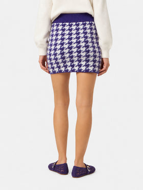 Jupe en maille Chatel Purple à motif pied-de-poule 
