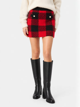 Gonna Chatel in maglia con fantasia tartan rossa