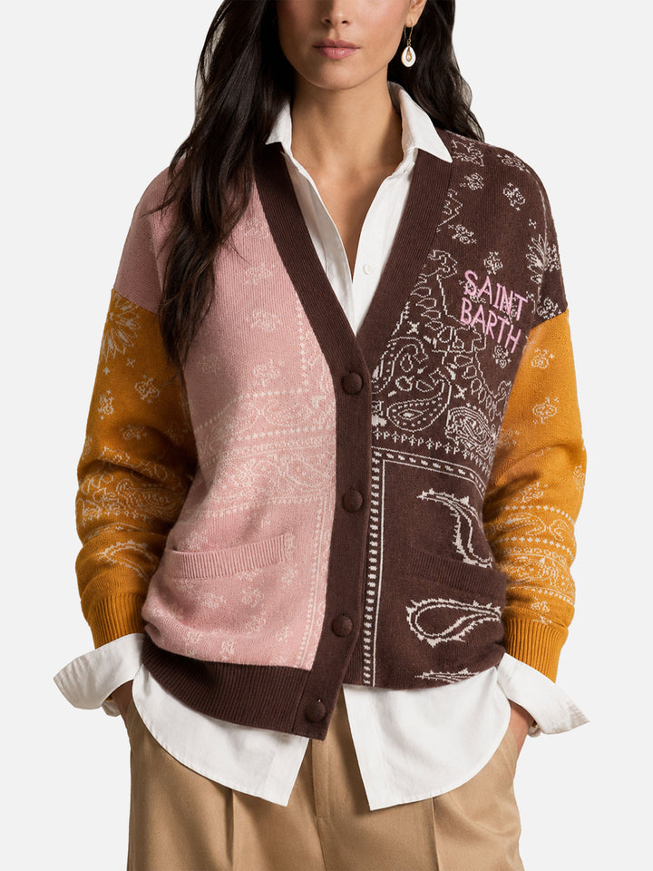 Chloe Cardigan aus Cashmere-Mix mit mehrfarbigem Bandana-Print 