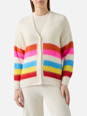 Soft brushed multicolor striped cardigan Chloe