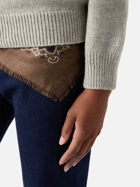 Grey Clyde wool blend half-zip knit with nordic pattern