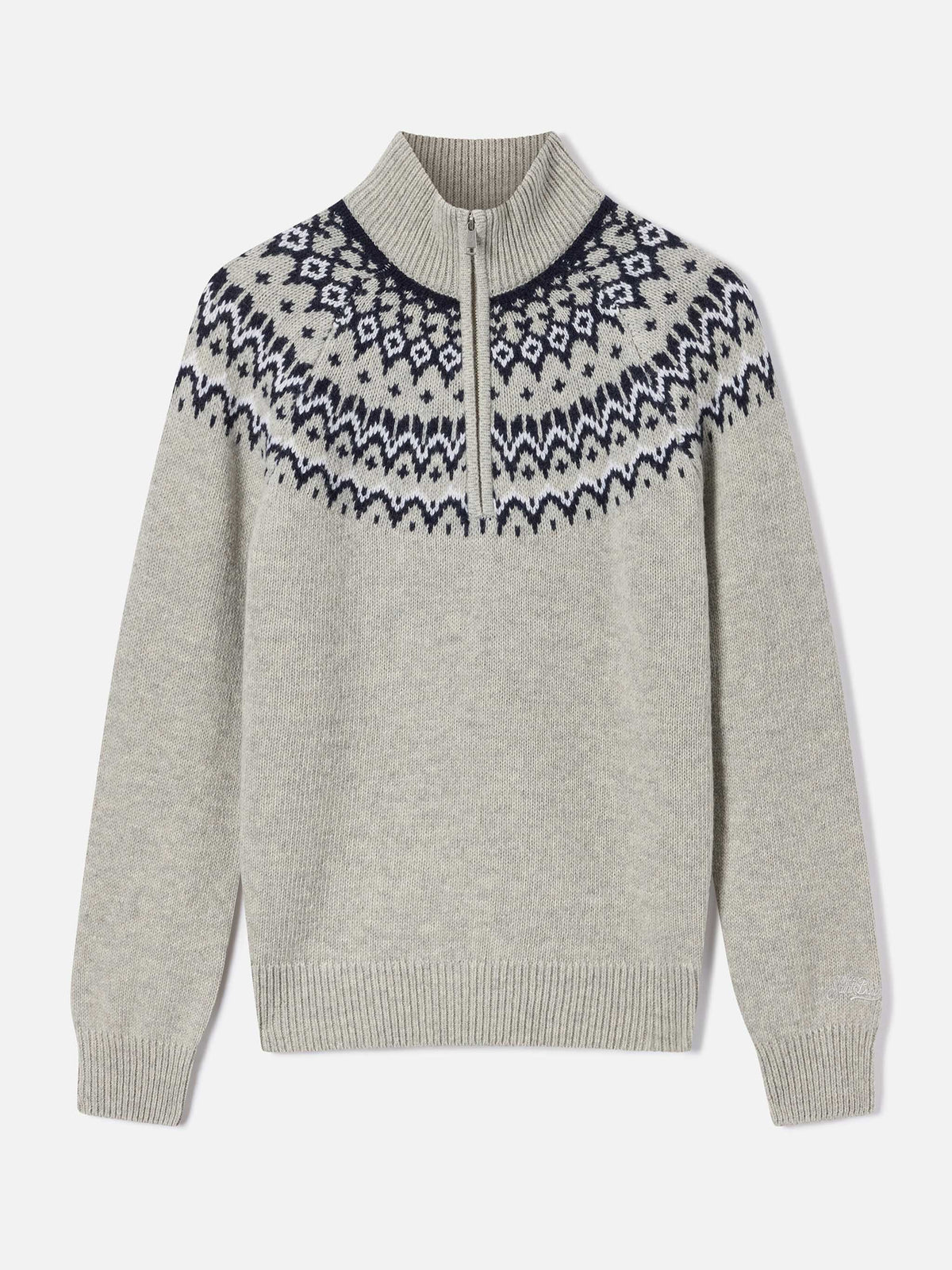 Pull demi-zip Grey Clyde en mélange de laine avec motif nordique 