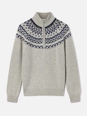 Pull demi-zip Grey Clyde en mélange de laine avec motif nordique 