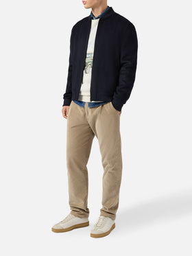 Bomber Camden in lana blu sfoderato 