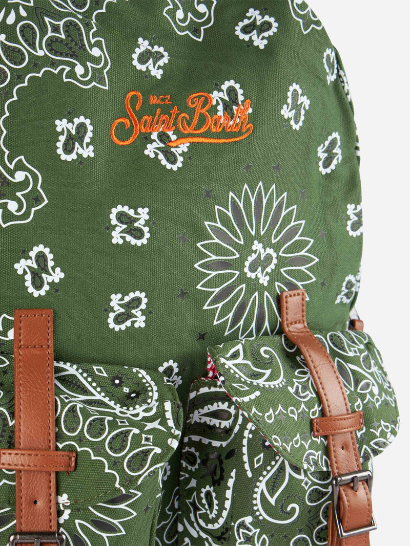 Canvas backpack Cody with green bandanna print