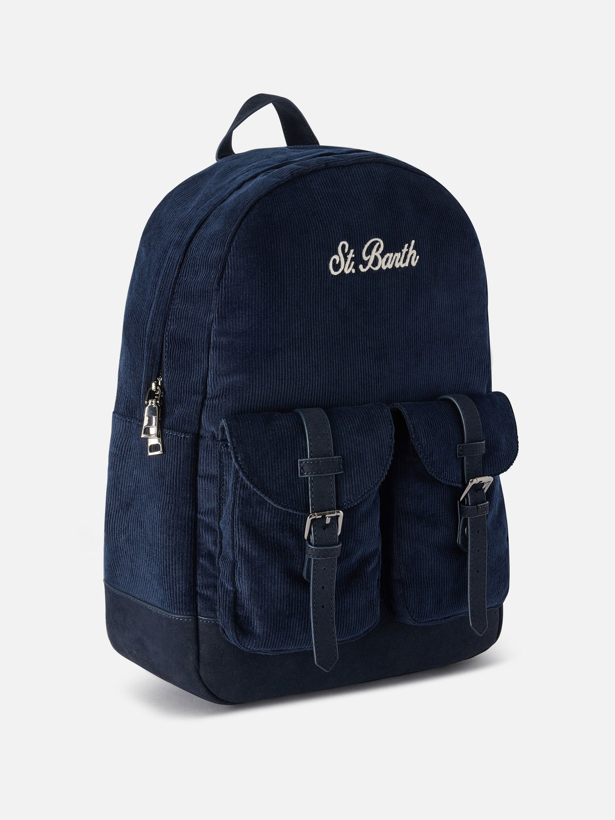 Sac à dos en velours côtelé Navy blue Cody avec logo brodé 