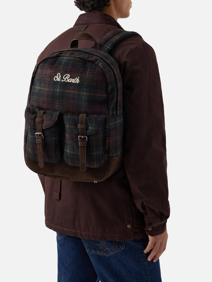 Cody wool blend backpack with tartan pattern