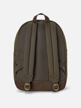 Military green Cody waxed backpack with logo embroidery