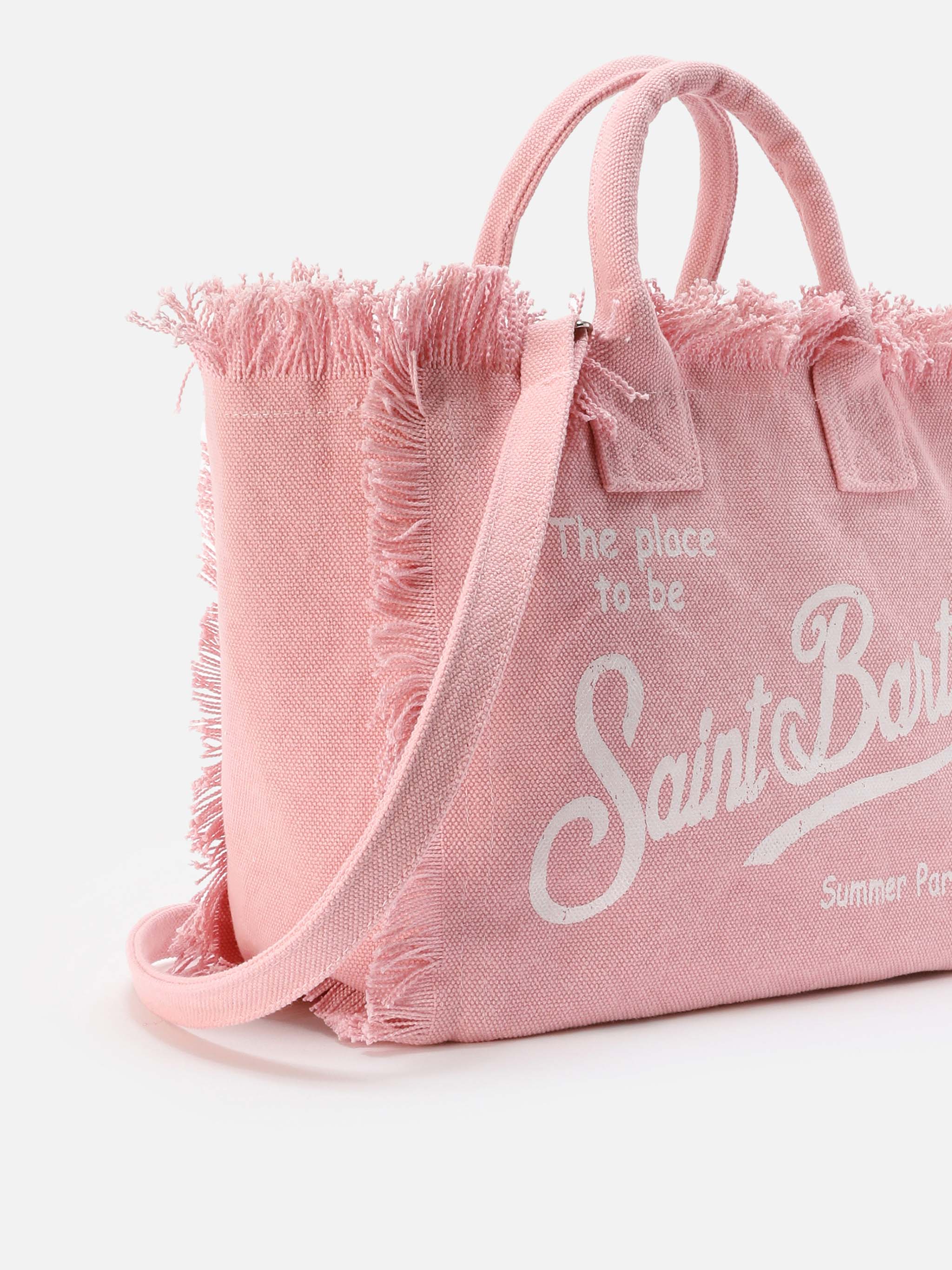 Pink canvas Colette bag with fringes – MC2 Saint Barth