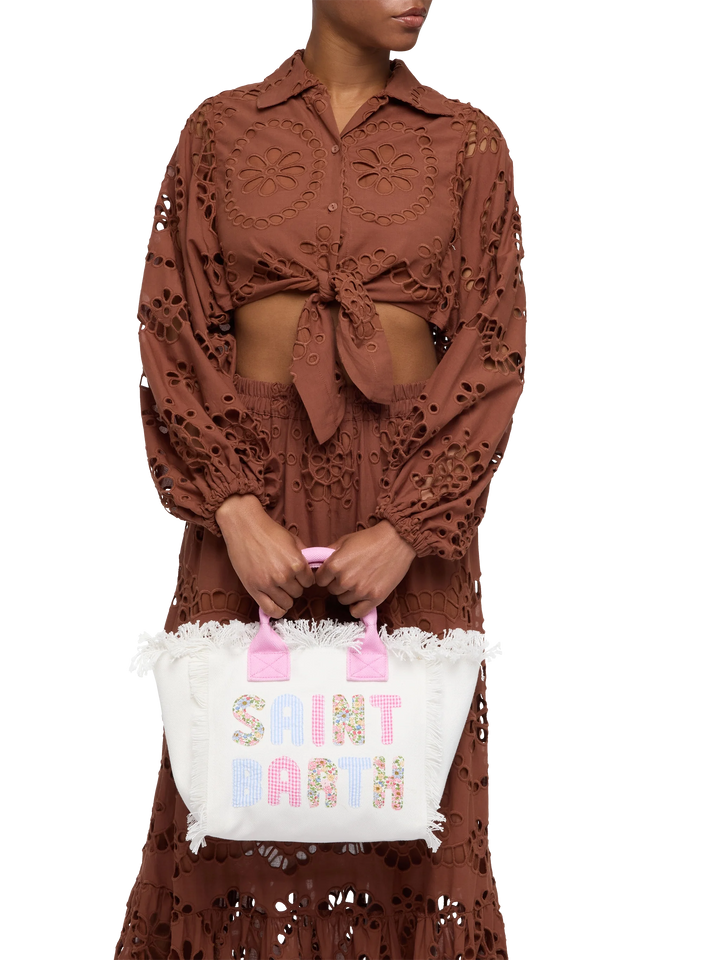 Colette cotton canvas handbag with Saint Barth patch logo
