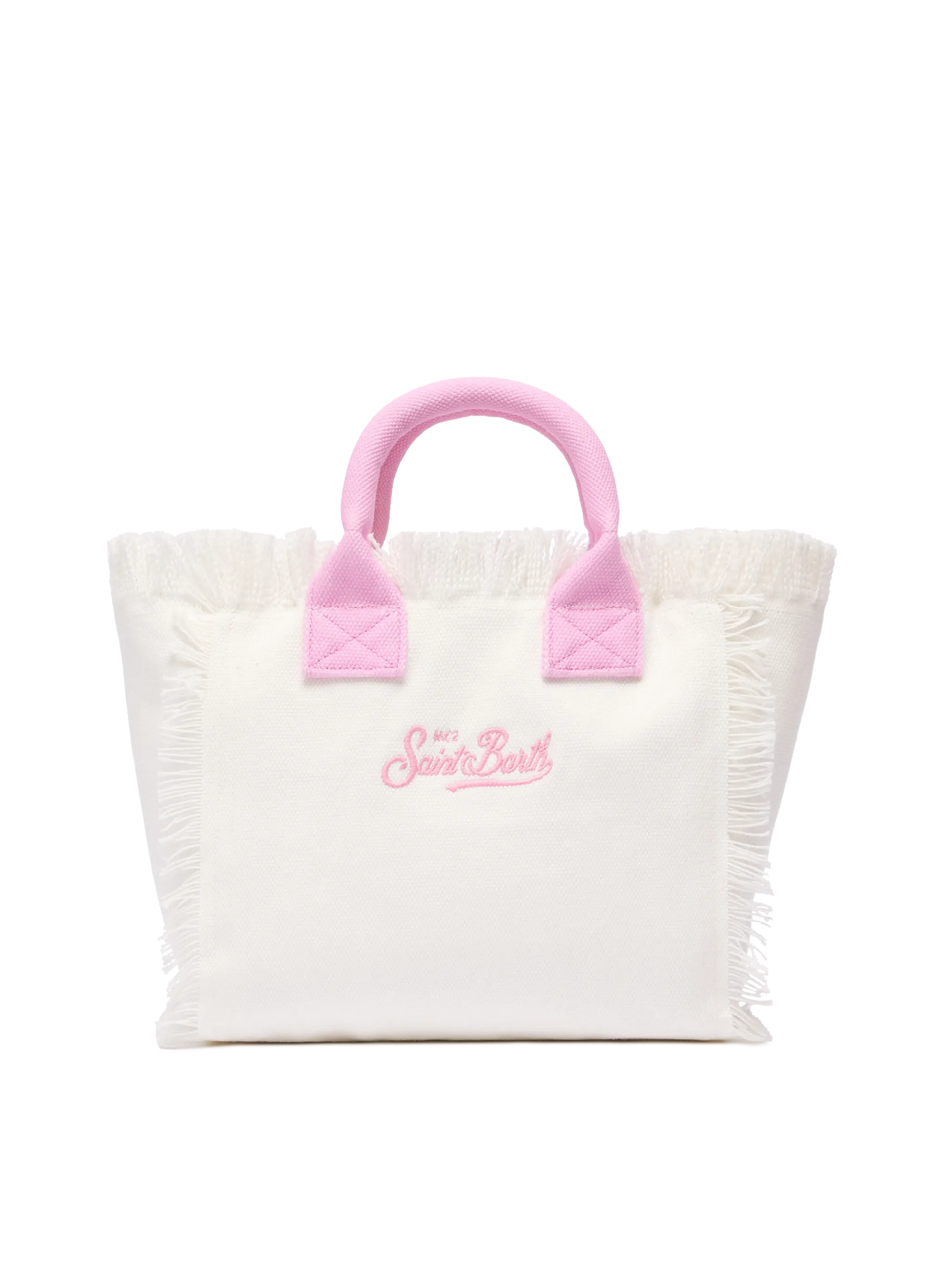 〈MC2 Saint Barth〉コレット ハンドバッグ（関税込み） Light blue rib knit Colette handbag with logo embroidery