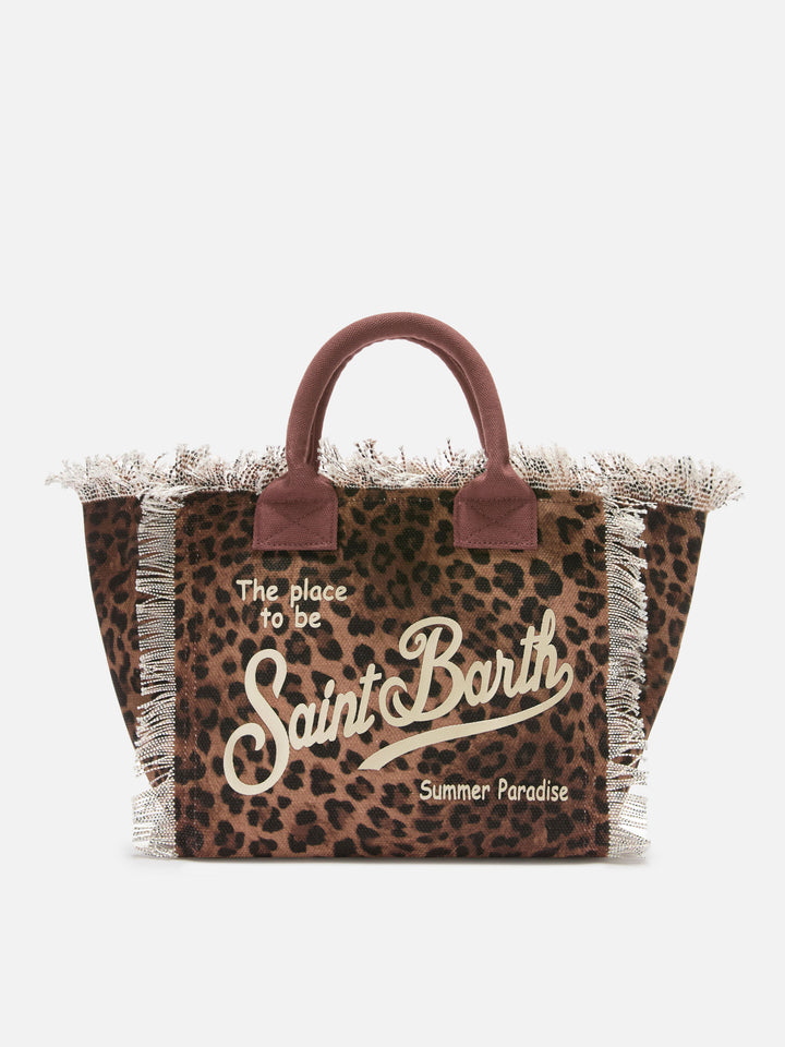 Borsa Colette in canvas con fantasia leopardata