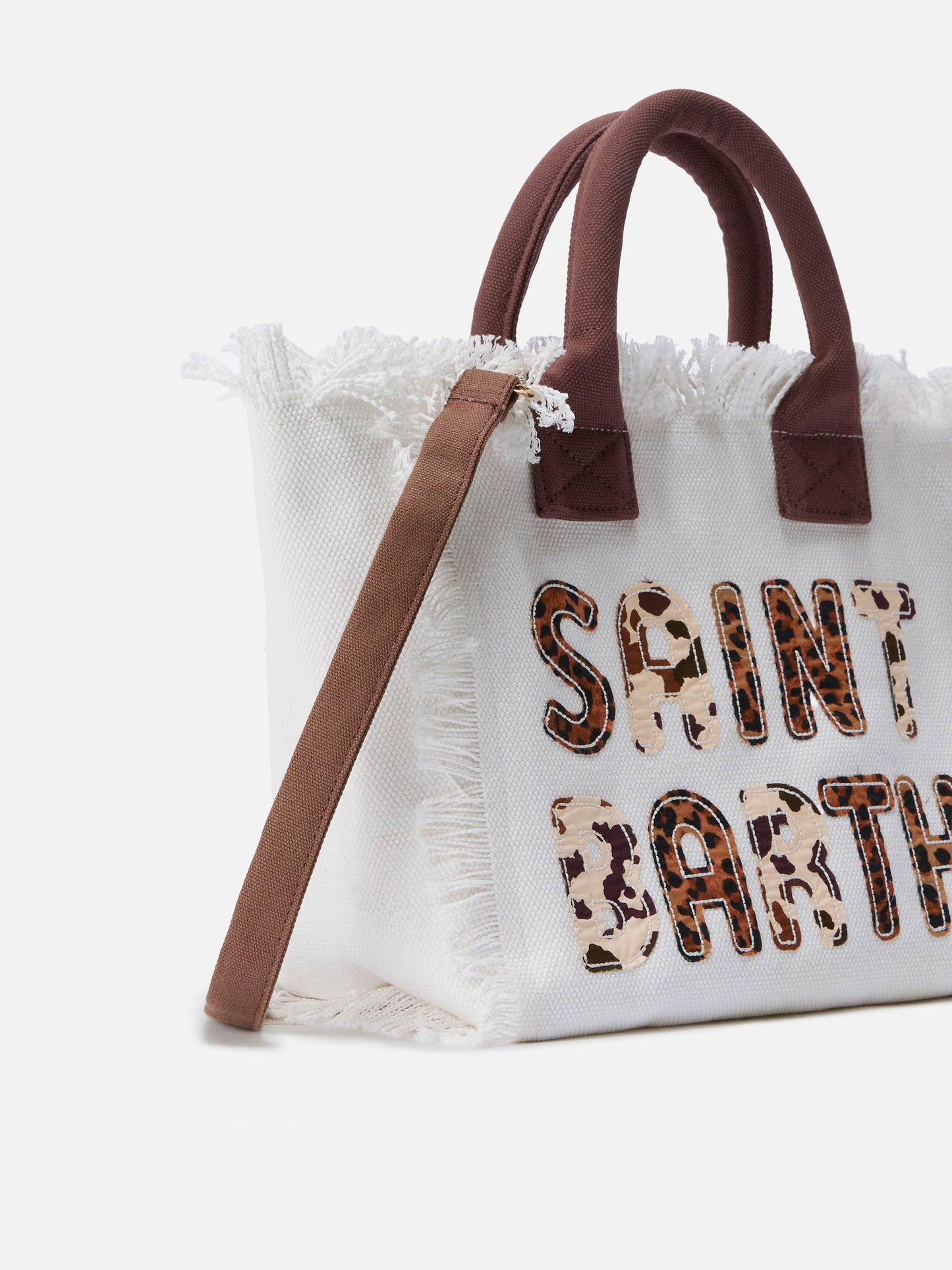Borsa Colette in canvas bianca con patch logo animalier