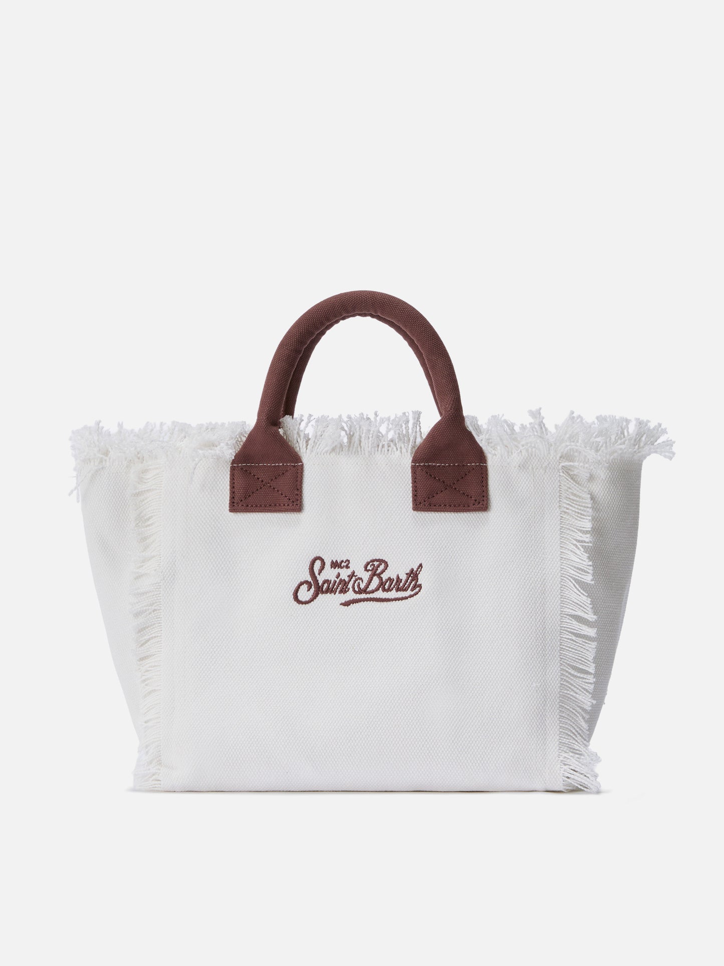 Borsa Colette in canvas bianca con patch logo animalier