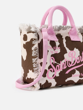Colette canvas bag with cow print pattern and contrasting details