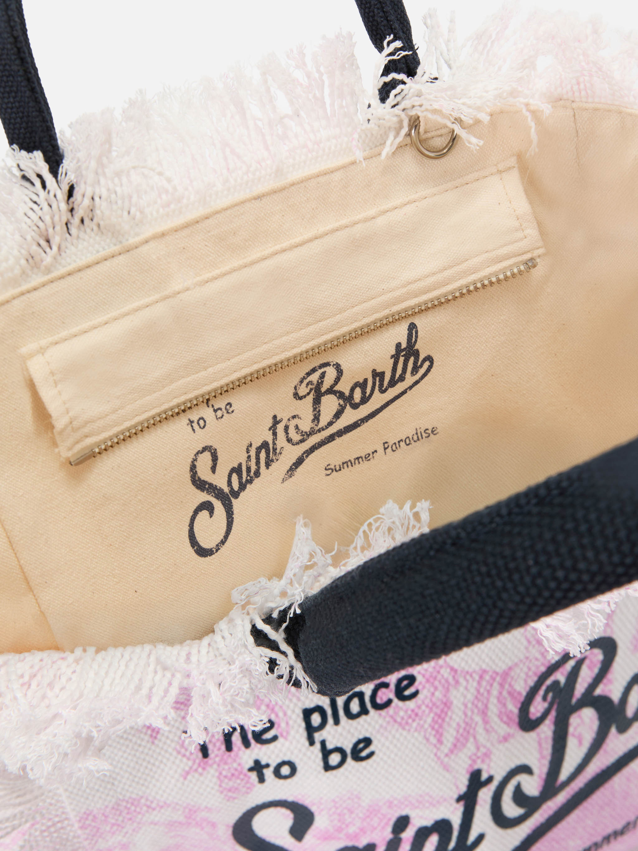 Colette canvas bag with pink toile de Jouy print – MC2 Saint Barth