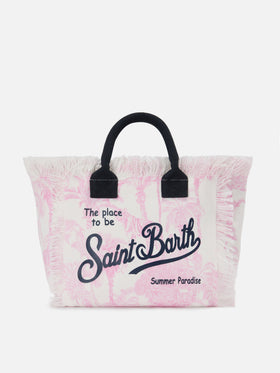 Borsa Colette in canvas con stampa toile de Jouy rosa