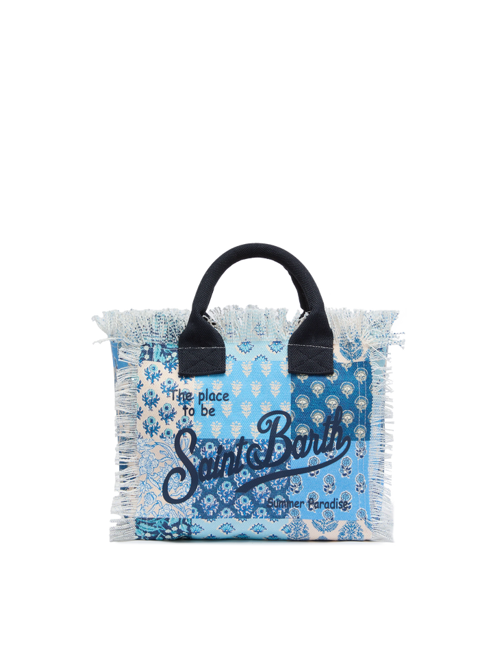 Colette cotton canvas handbag with flower patch print