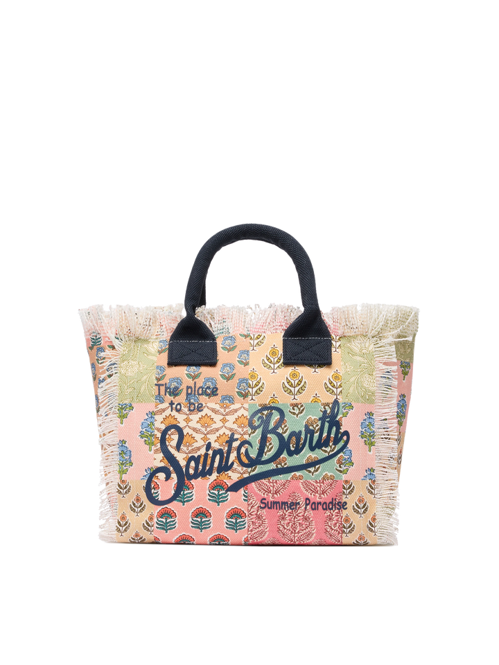 Borsa Colette in canvas di cotone con stampa patch floreale