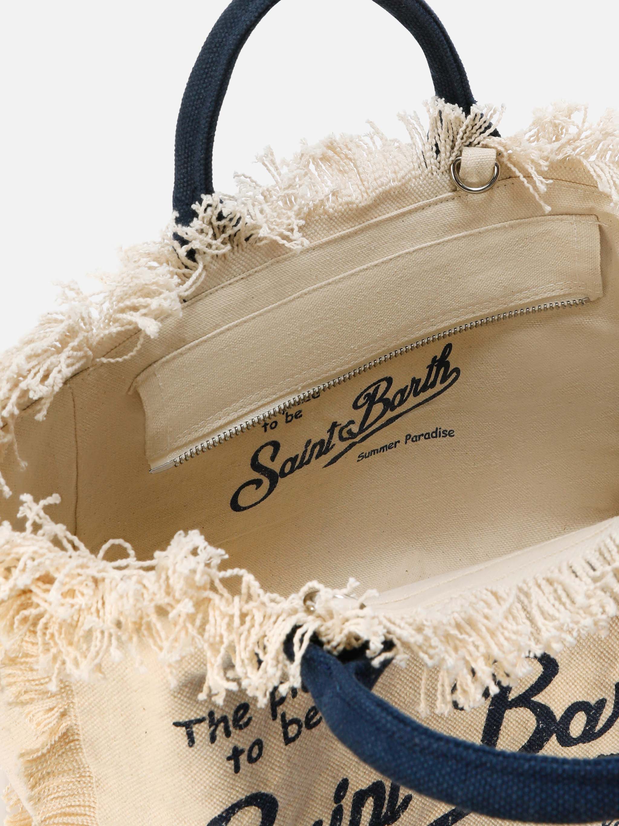 シダマツペア直筆サイン入りトートバッグ White canvas Colette bag with fringes – MC2 Saint Barth