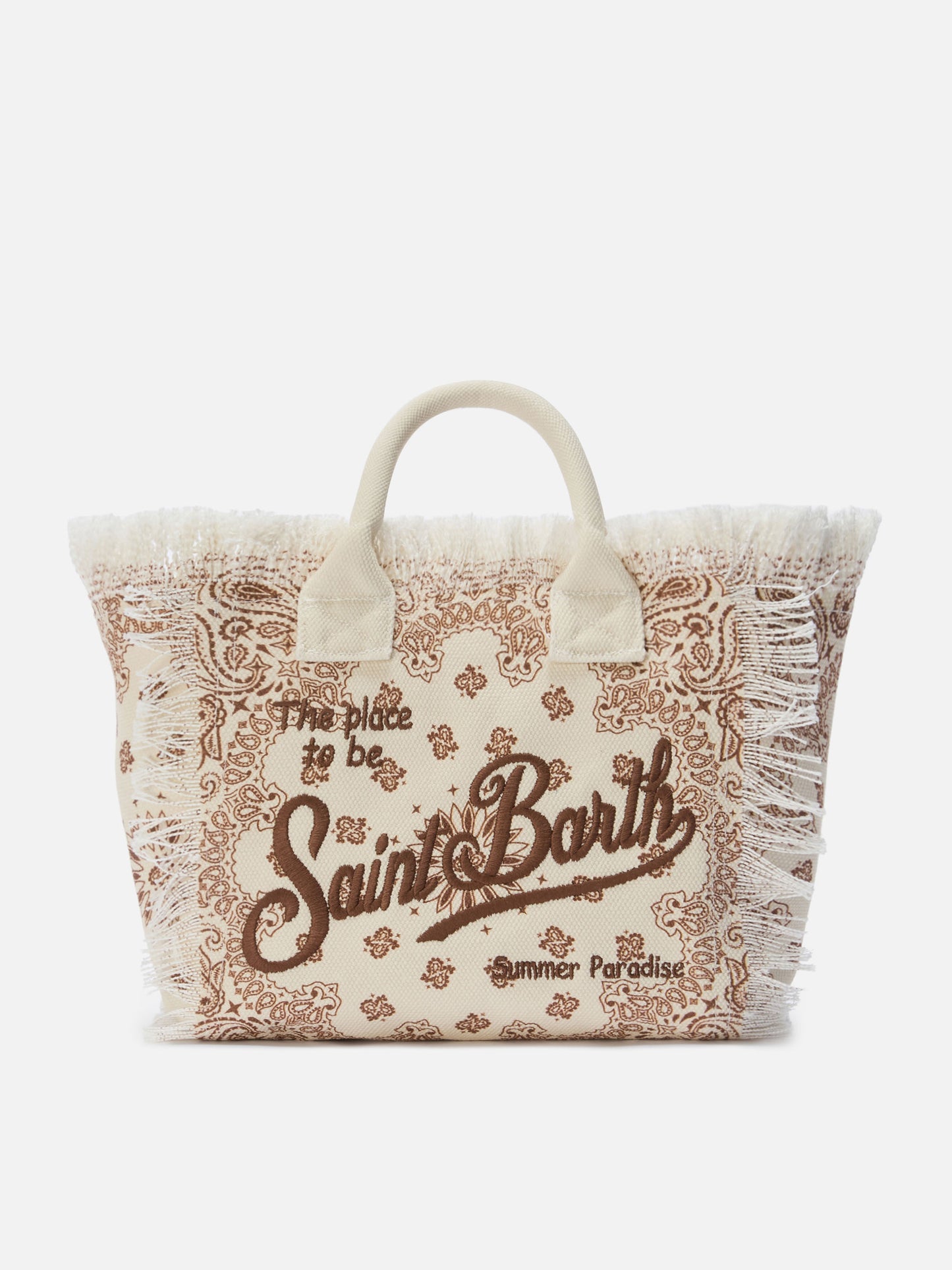 Borsa Colette in canvas beige con stampa bandana