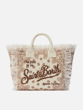 Borsa Colette in canvas beige con stampa bandana