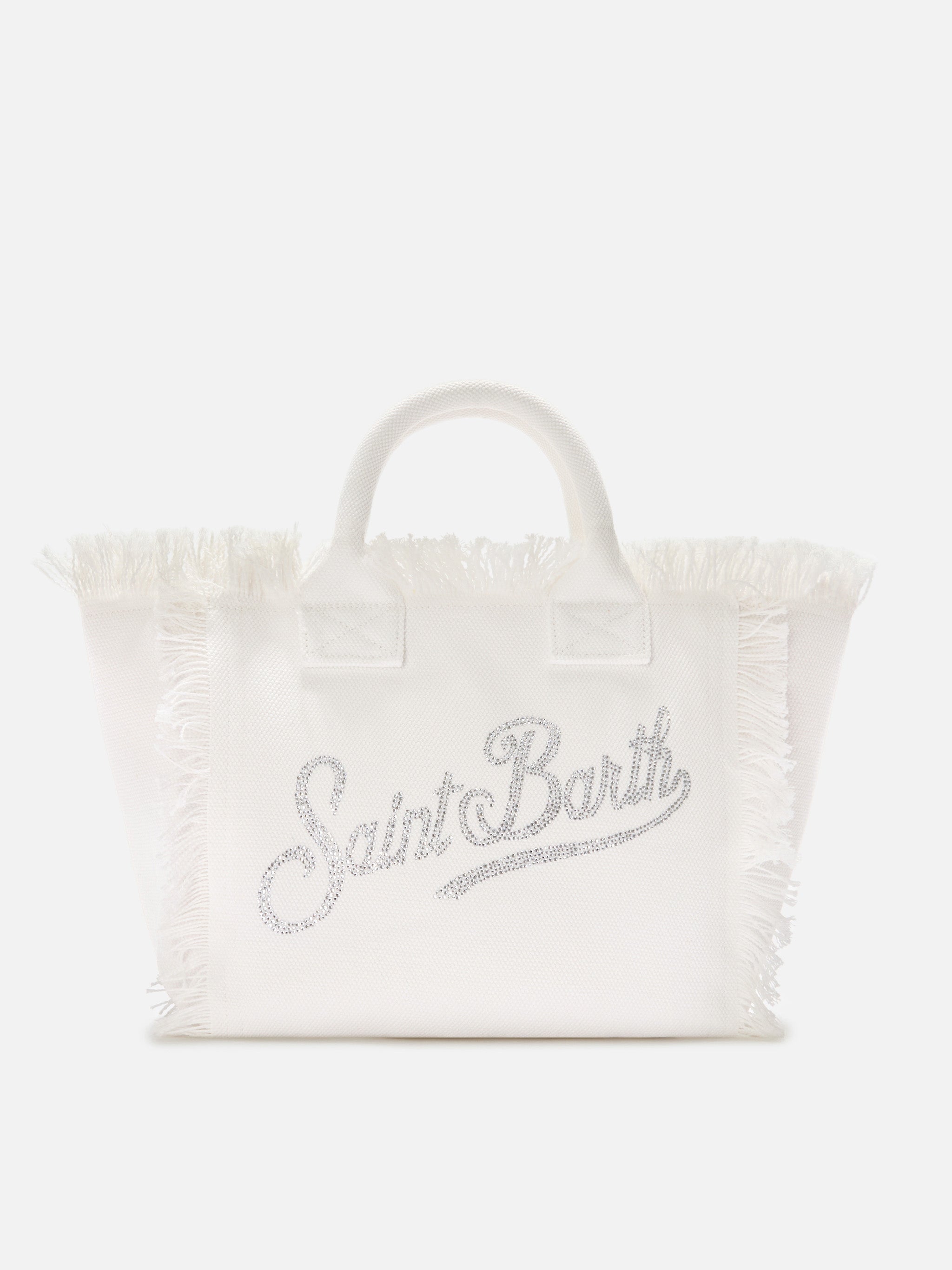 White canvas Colette bag with rhinestone logo – MC2 Saint Barth