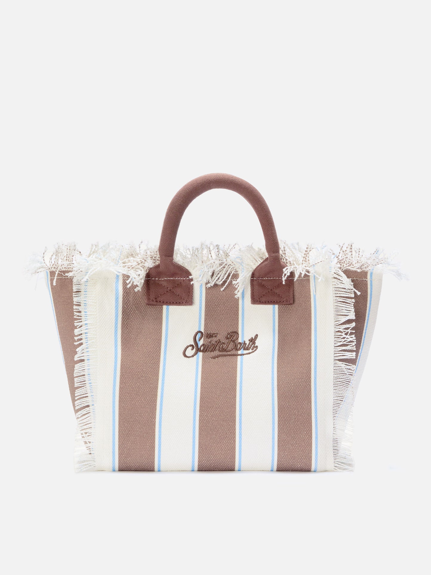 Colette canvas bag with brown stripes and embroidered logo